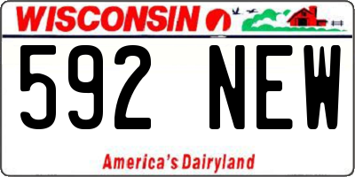 WI license plate 592NEW