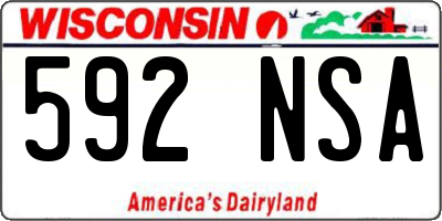 WI license plate 592NSA