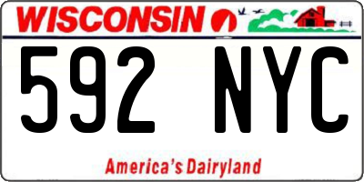 WI license plate 592NYC