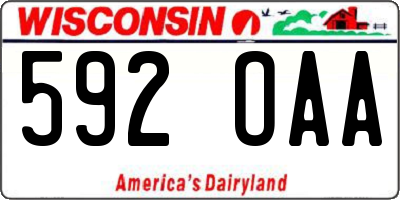 WI license plate 592OAA