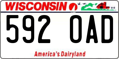 WI license plate 592OAD