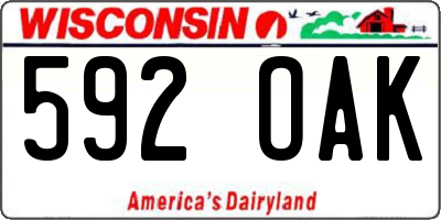 WI license plate 592OAK