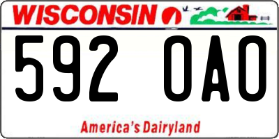 WI license plate 592OAO