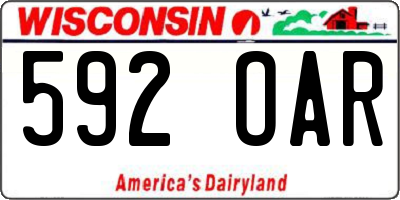 WI license plate 592OAR