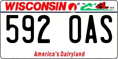 WI license plate 592OAS
