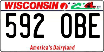 WI license plate 592OBE