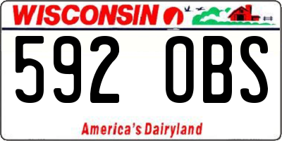WI license plate 592OBS