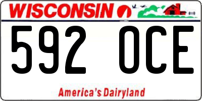 WI license plate 592OCE
