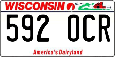 WI license plate 592OCR