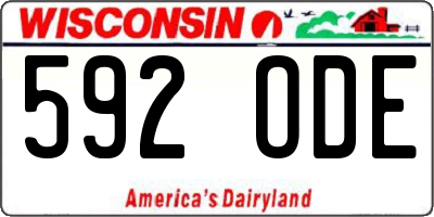 WI license plate 592ODE