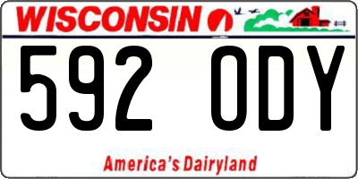 WI license plate 592ODY