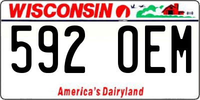WI license plate 592OEM