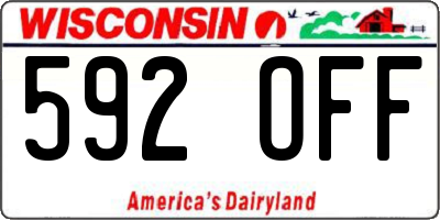 WI license plate 592OFF