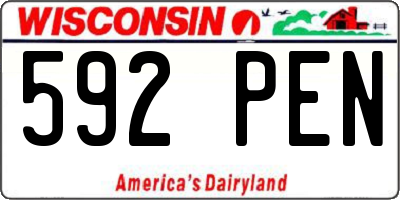 WI license plate 592PEN
