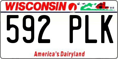 WI license plate 592PLK