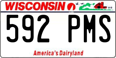 WI license plate 592PMS