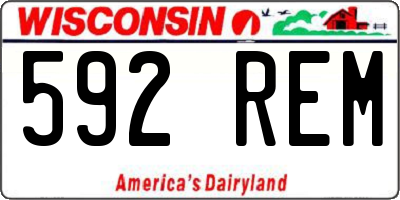 WI license plate 592REM