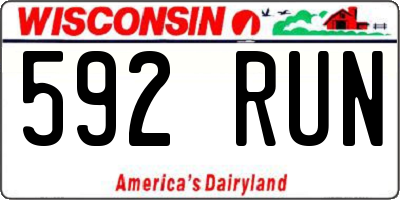 WI license plate 592RUN