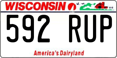 WI license plate 592RUP