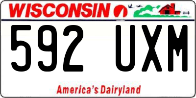 WI license plate 592UXM