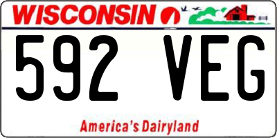 WI license plate 592VEG