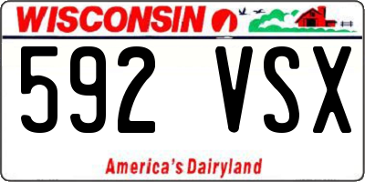 WI license plate 592VSX