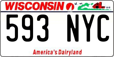 WI license plate 593NYC