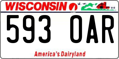 WI license plate 593OAR