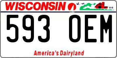 WI license plate 593OEM