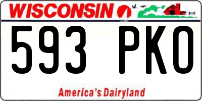 WI license plate 593PKO