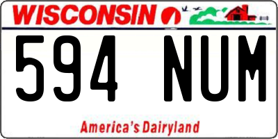 WI license plate 594NUM