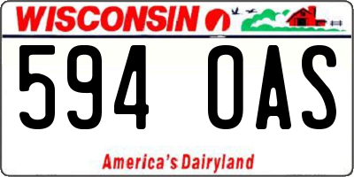 WI license plate 594OAS