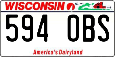 WI license plate 594OBS