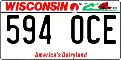 WI license plate 594OCE