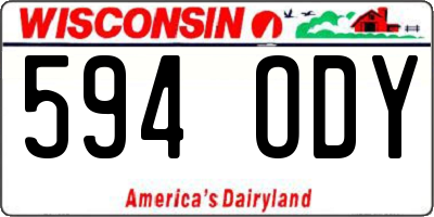 WI license plate 594ODY