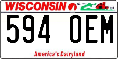 WI license plate 594OEM