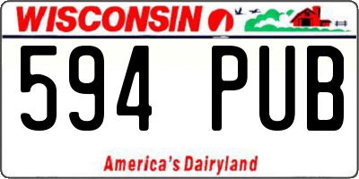 WI license plate 594PUB