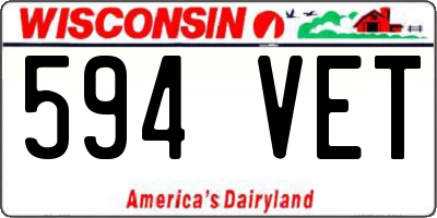 WI license plate 594VET