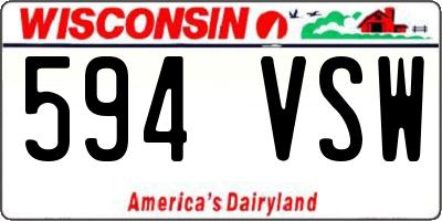 WI license plate 594VSW