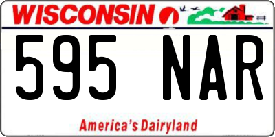 WI license plate 595NAR