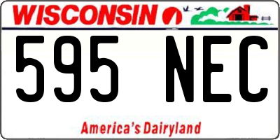 WI license plate 595NEC