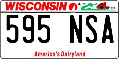 WI license plate 595NSA