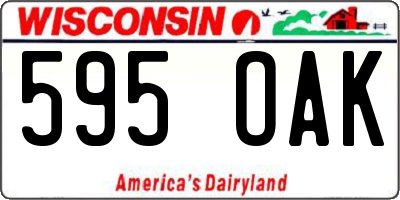 WI license plate 595OAK