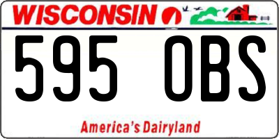 WI license plate 595OBS