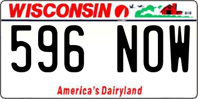 WI license plate 596NOW