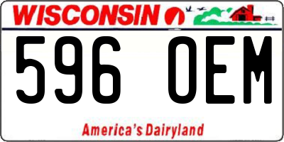 WI license plate 596OEM