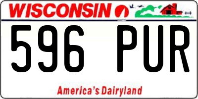 WI license plate 596PUR
