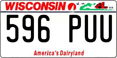 WI license plate 596PUU