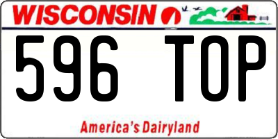 WI license plate 596TOP