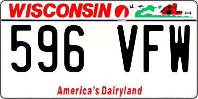 WI license plate 596VFW